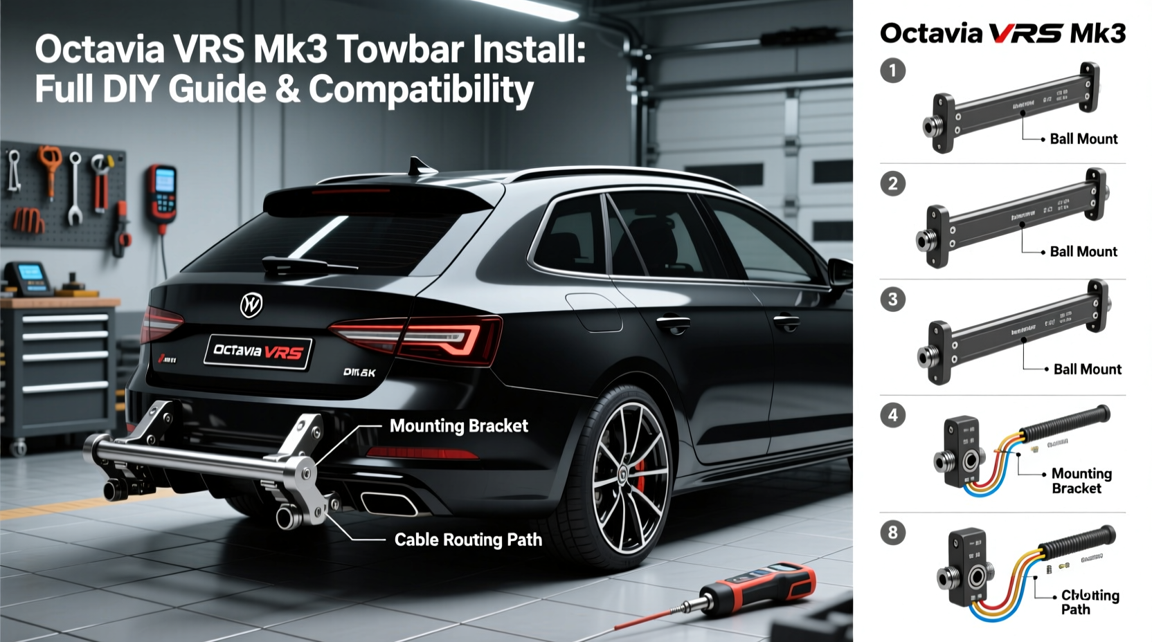 octavia vrs mk3 towbar install