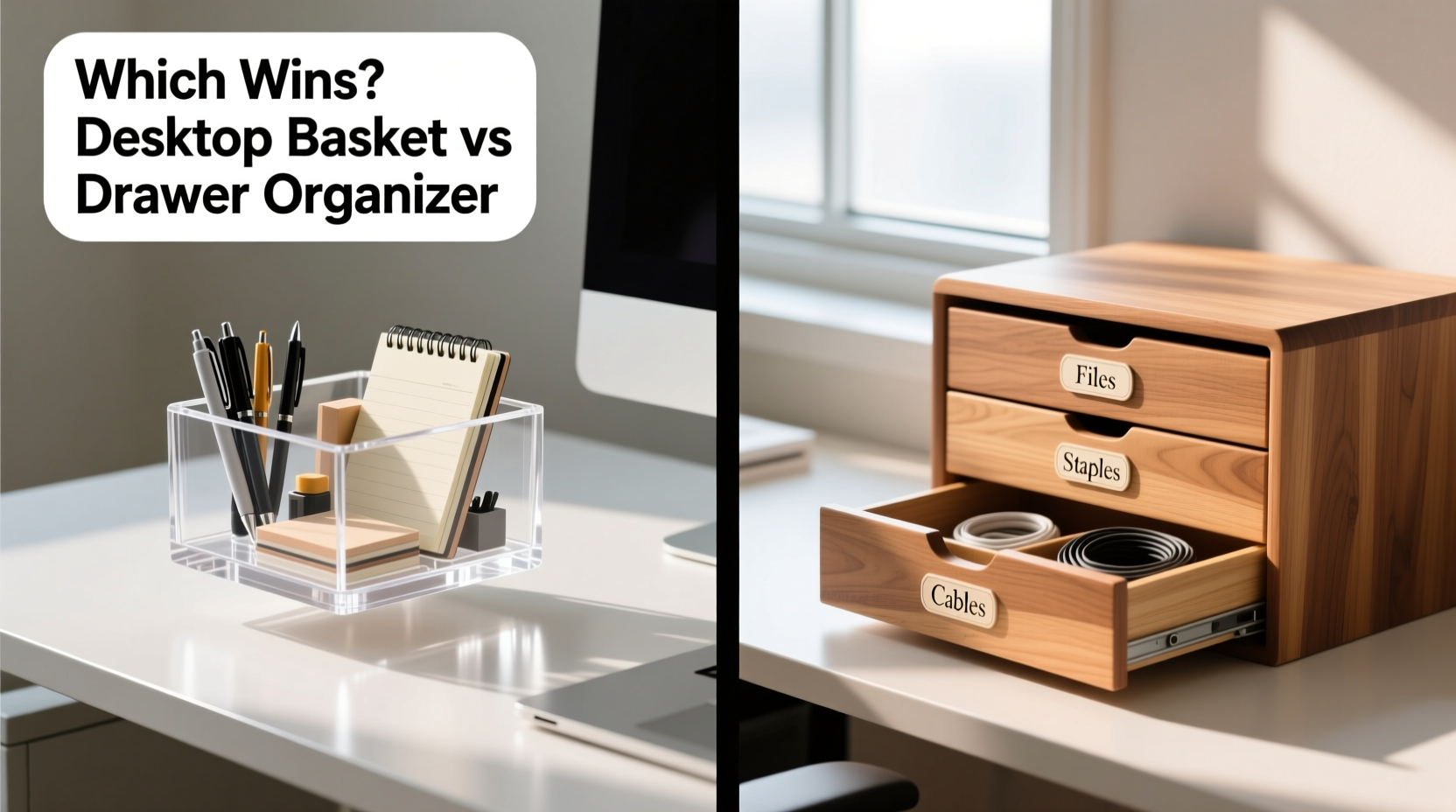 desktop basket vs drawer organizer which is actually better for a tidy workspace
