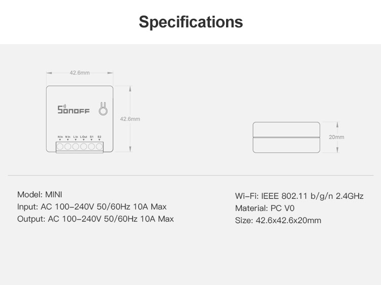 Sonoff mini r2 interrupteur d'éclairage bricolage pour la domotique contrôle de la lumière maison intelligente