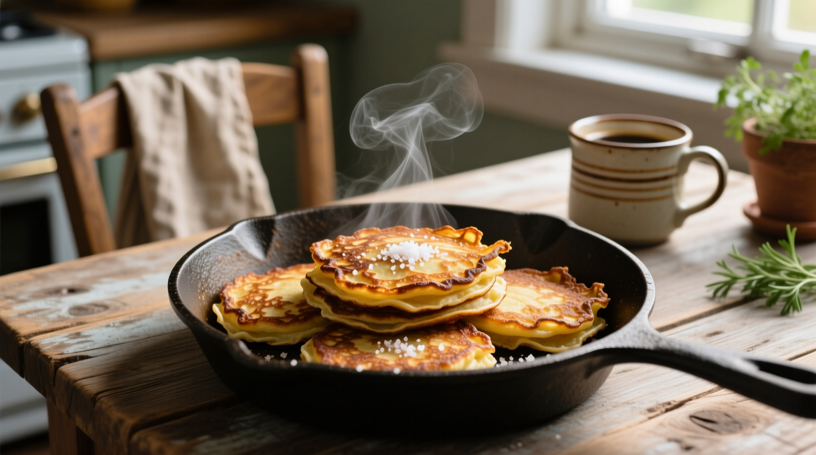 Golden brown potato pancakes with crispy edges