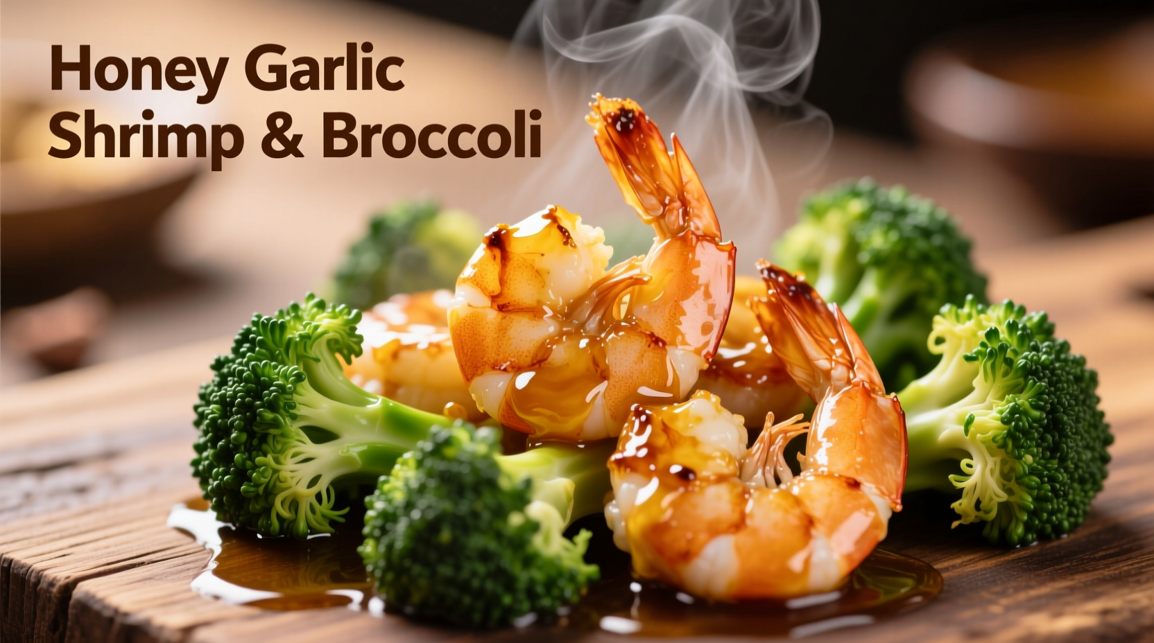 Golden honey garlic shrimp with crisp broccoli