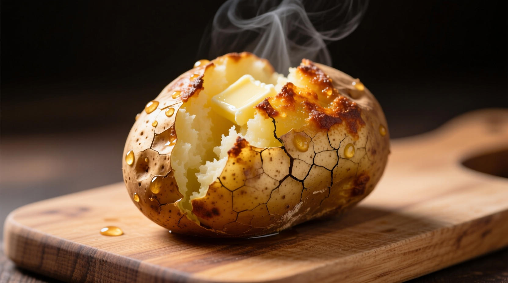 Perfectly cooked quick baked potato with crispy skin