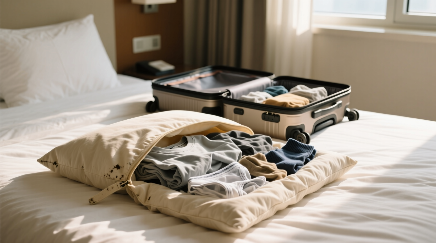 store your dirty clothes in a pillowcase when traveling