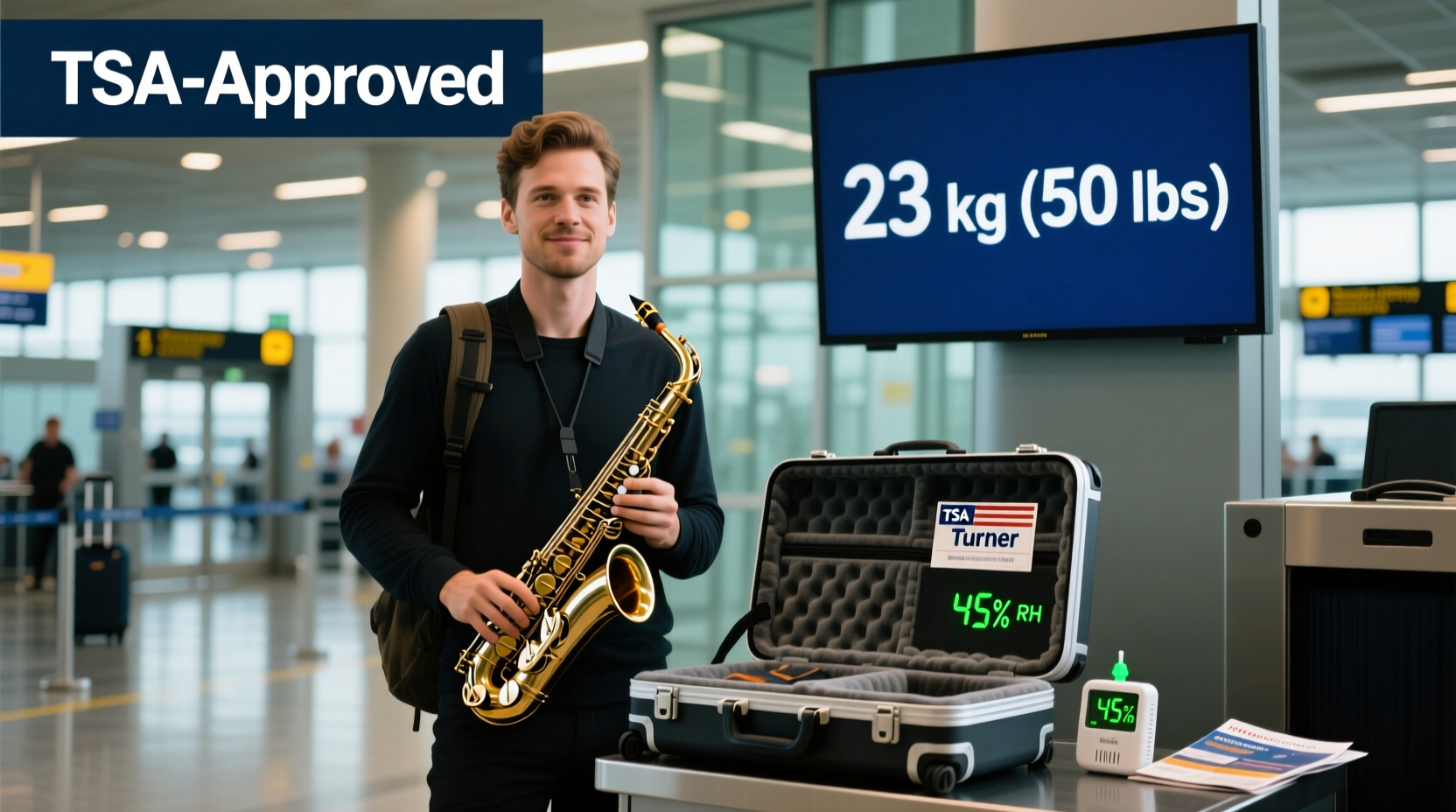 How to safely fly with a Turner alto saxophone in 2026: TSA-approved case specs, airline weight limits, and humidity control for touring musicians
