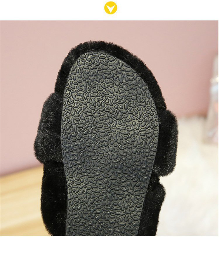 Women Indoor Slippers Warm Plush Faux Fur Slides Fluffy Sandals Shoes Soft Sole Winter Shoes