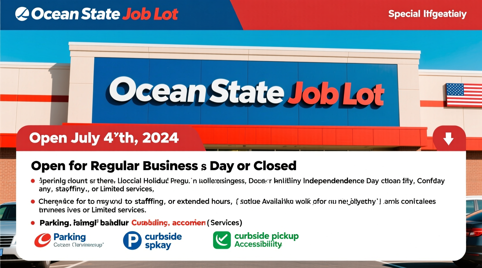 is ocean state job lot open on july 4th