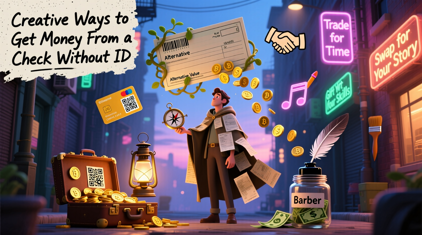 creative ways to get money from a check without a bank account or traditional id