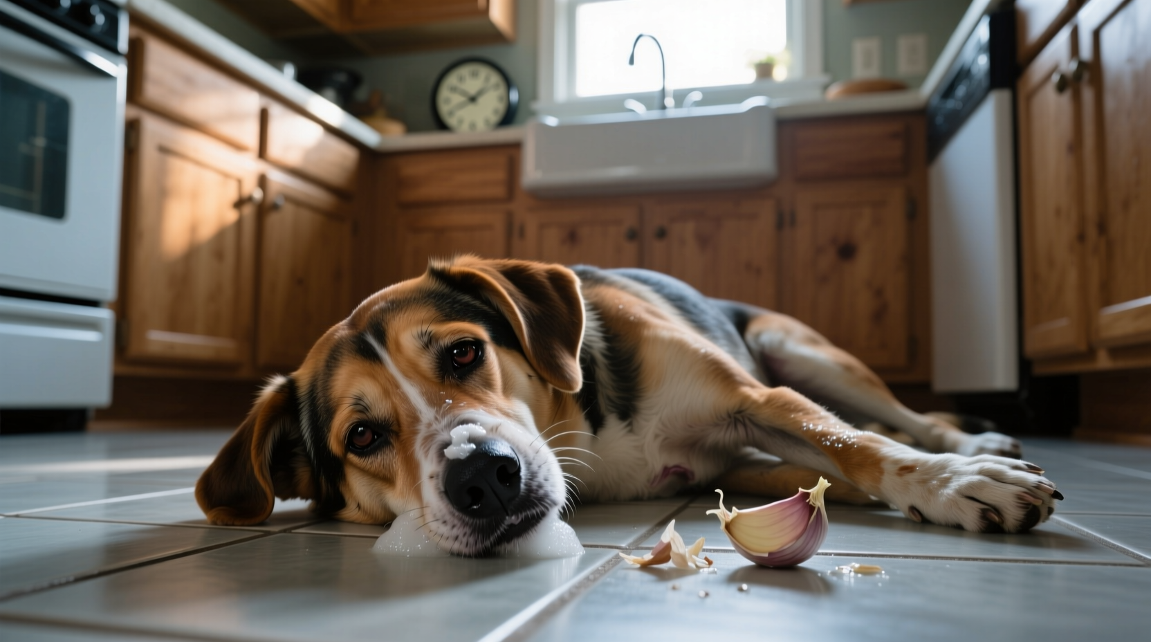 Dog showing weakness after garlic ingestion