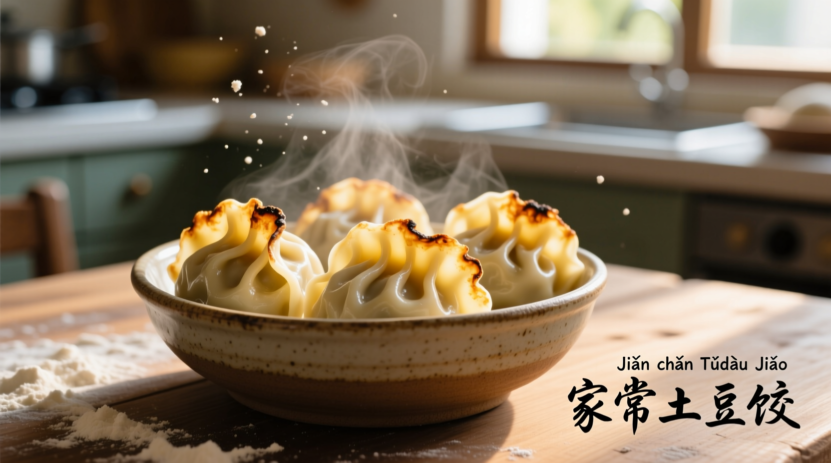 Homemade potato dumplings with golden crust