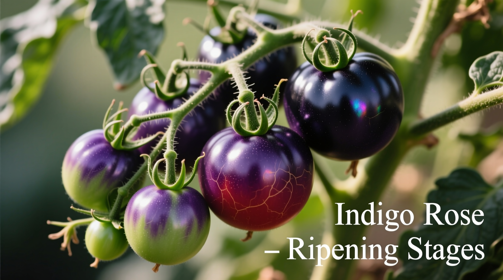 Indigo Rose tomato ripening stages on vine