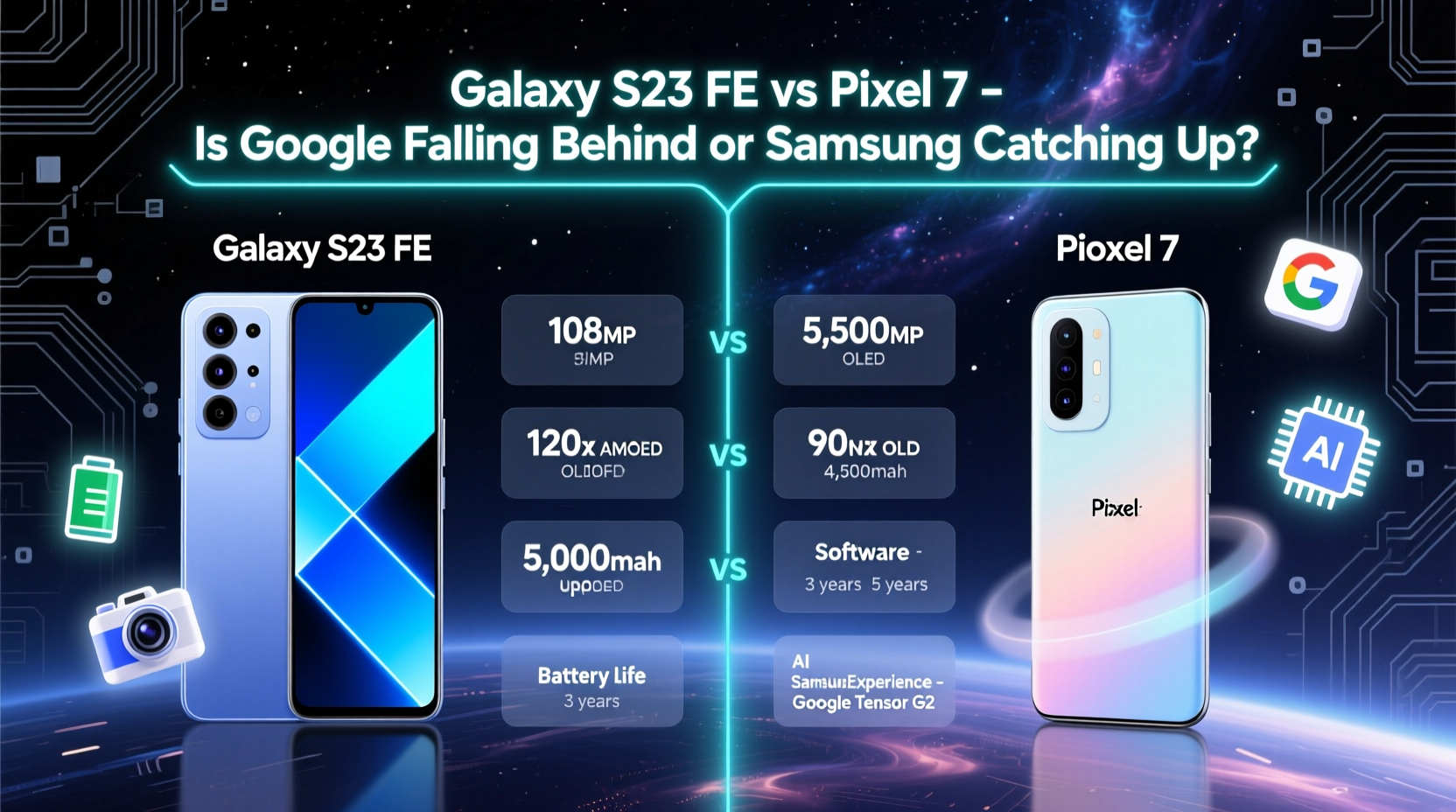 galaxy s23 fe vs pixel 7 is google falling behind or is samsung just catching up