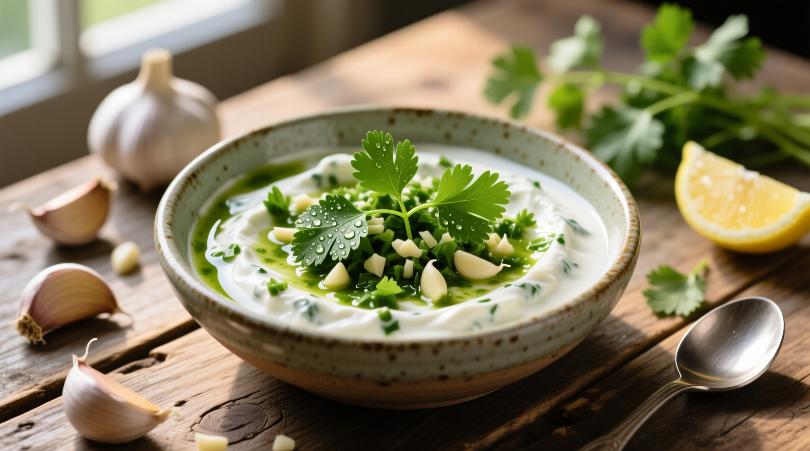 cilantro garlic yogurt sauce recipe