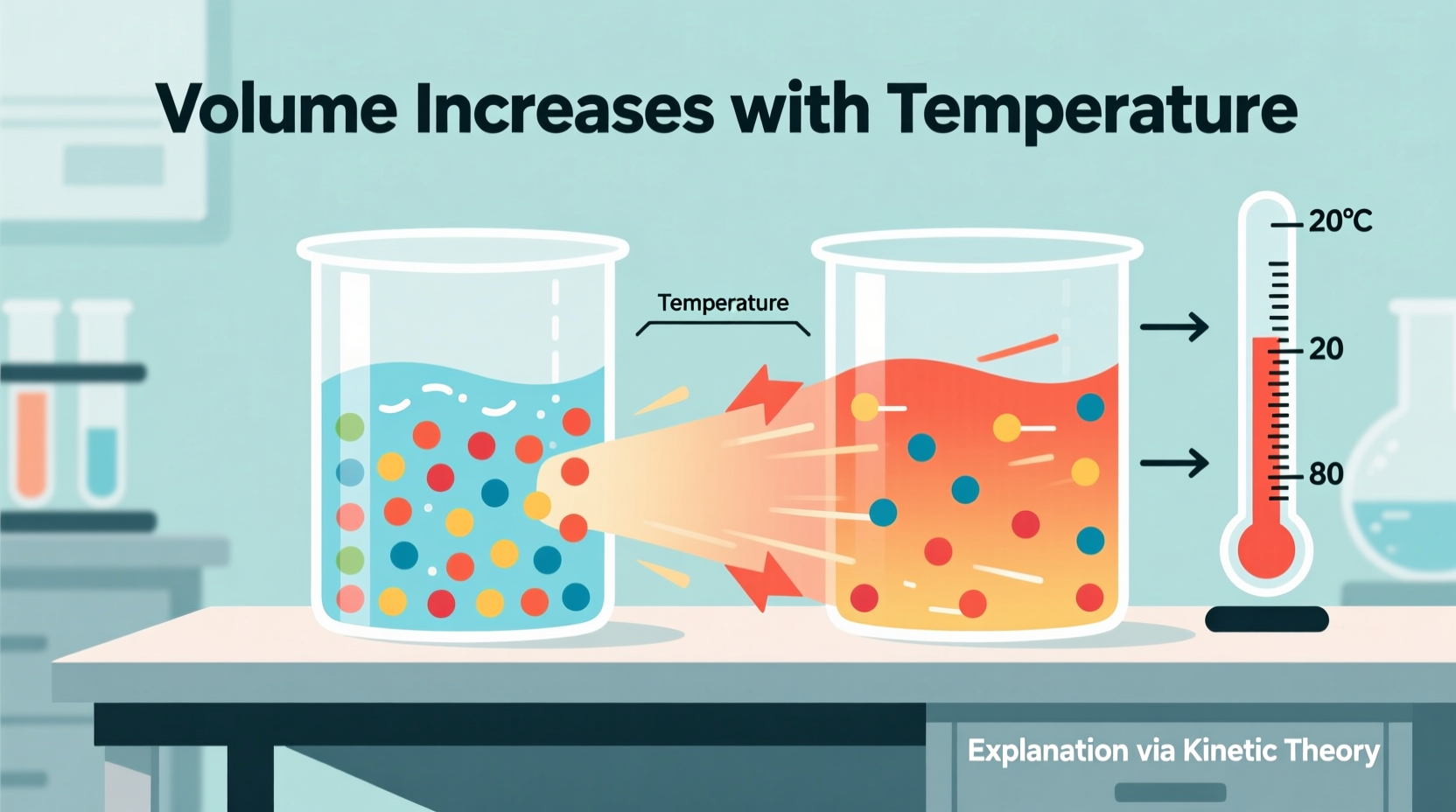 why does volume increase with temperature explained
