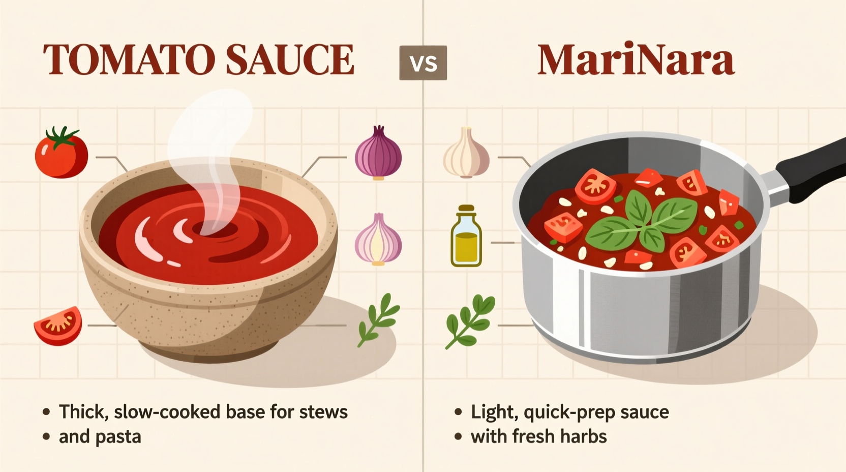 difference between tomato sauce and marinara