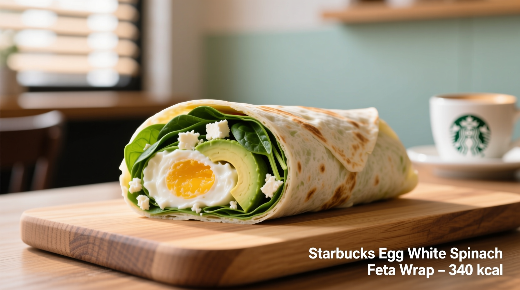 Starbucks Egg White Spinach Feta Wrap cut in half showing ingredients