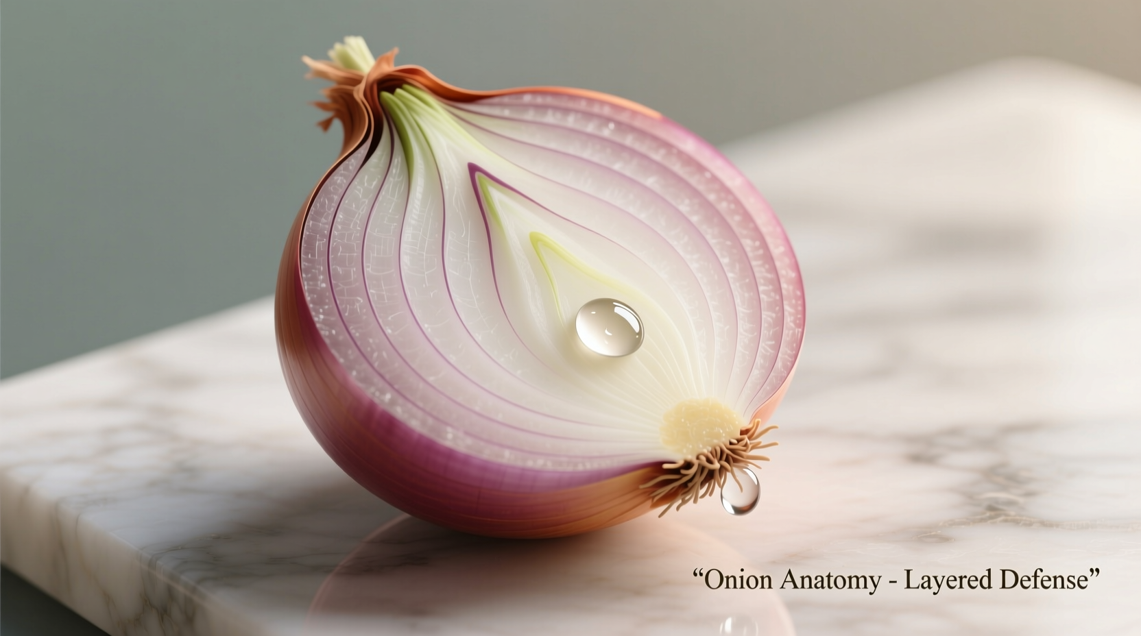 Cross-section of onion showing layered bulb structure