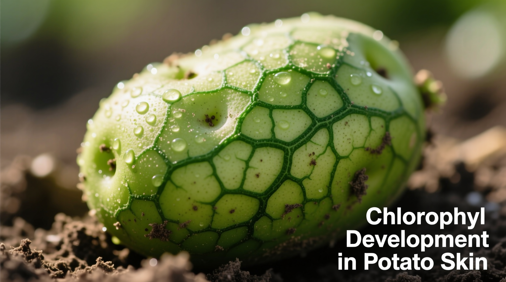 Close-up of green potato showing chlorophyll development