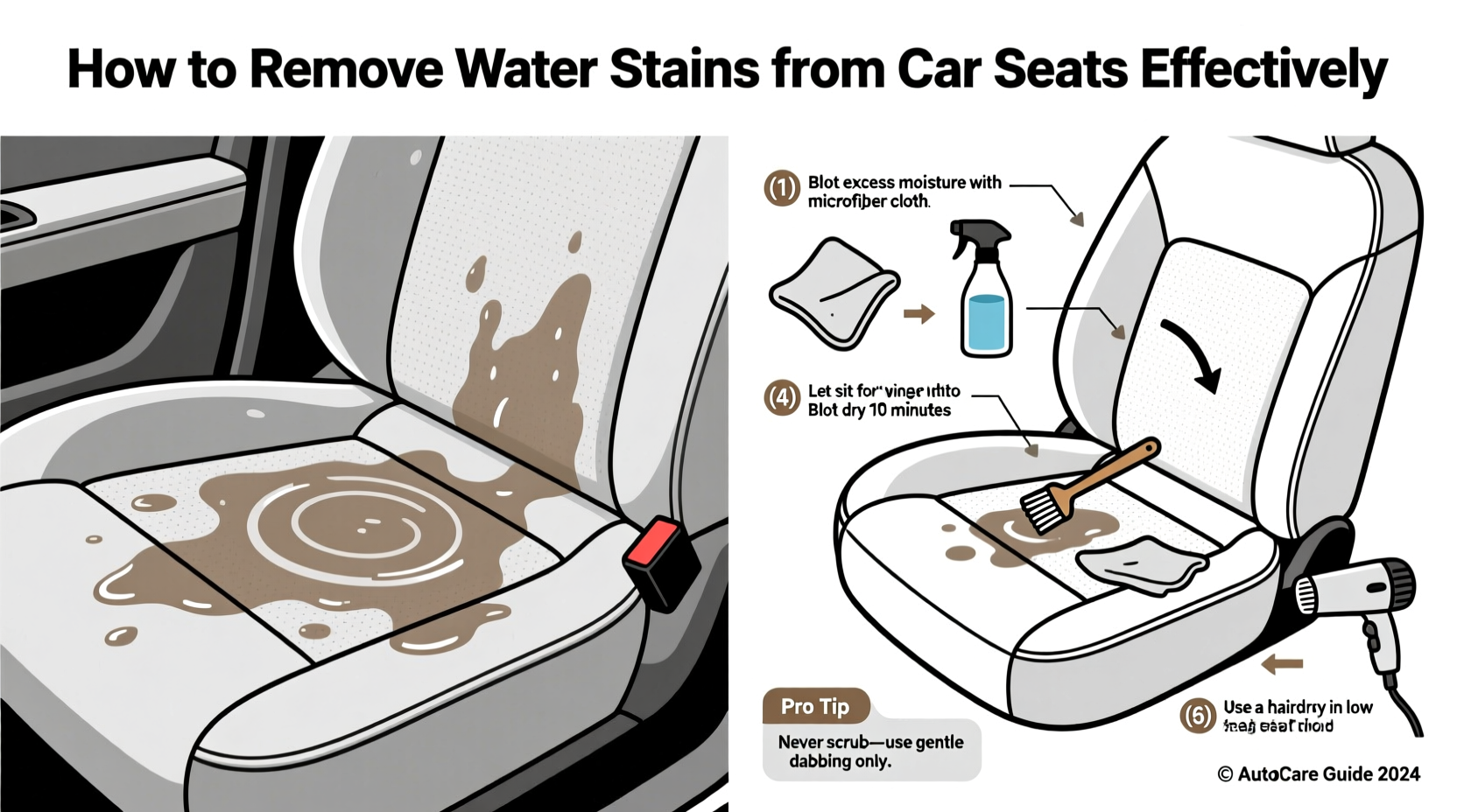 how do you get water stains out of car seats