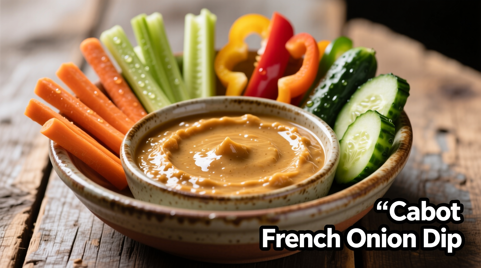 Cabot French Onion Dip served with fresh vegetable sticks