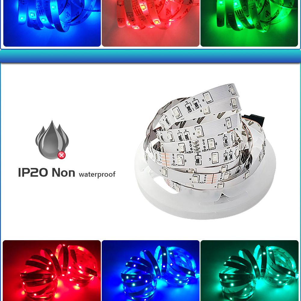 Tira LED RGB 5050 SMD 5m-20m - Luz Multicolor, Dimmable, Autoadhesiva, Perfecta Para Decorar Interiores En Navidad O Fiestas