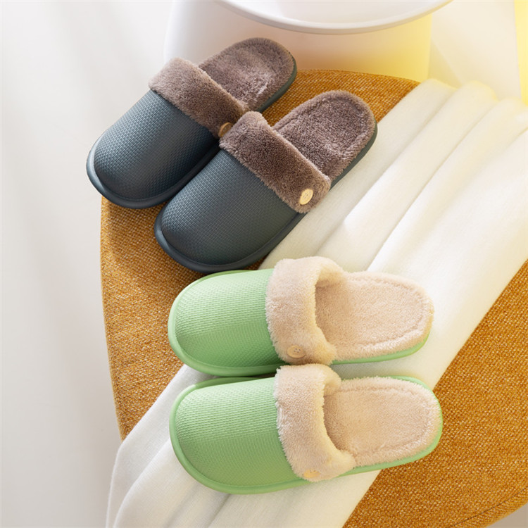Women Plush Slippers Slip On Platform Waterproof Pvc Men Slipper Casual Footwear