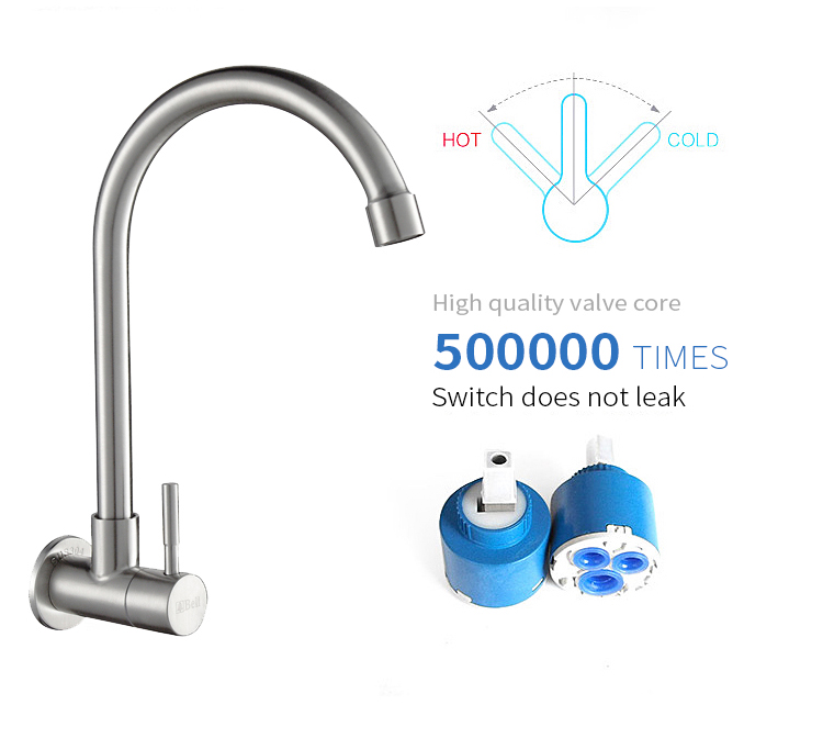 High quality hot and cold wall mounted kitchen single hole water sink faucet mixer tap torneira de cozinha de parede