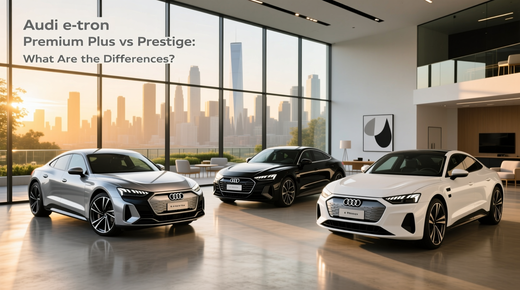 Interior comparison of Audi e-tron Premium Plus and Prestige models