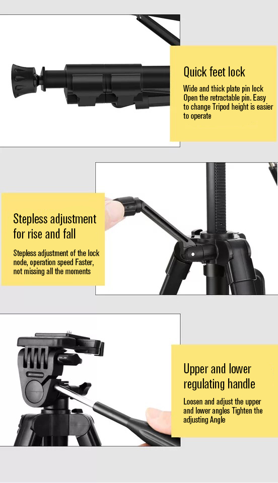 Factory Direct price lightweight camera mobile phone mini 3388 aluminum tripod stand and tripod