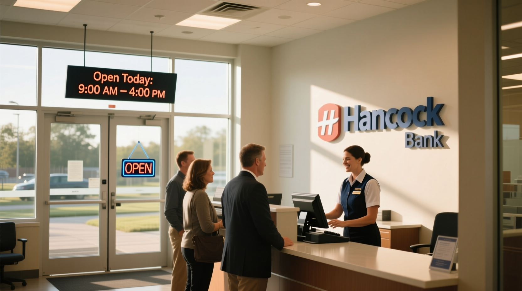 is hancock bank open on saturday