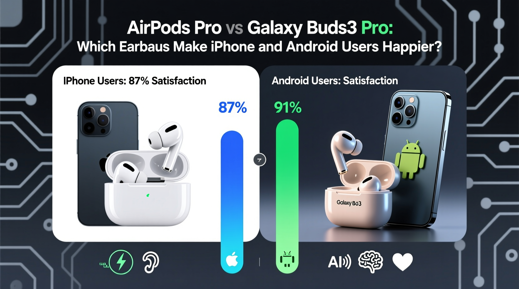 airpods pro or galaxy buds3 pro which earbuds are iphone and android users actually happier with