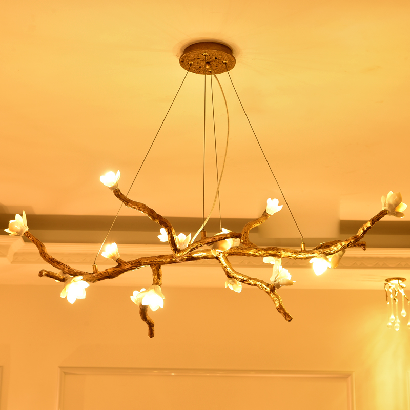 2020 Contemporary LED Ball maple leaf copper Glass lighting luxury Round  pendant lamp  staircase G9 chandelier villa design