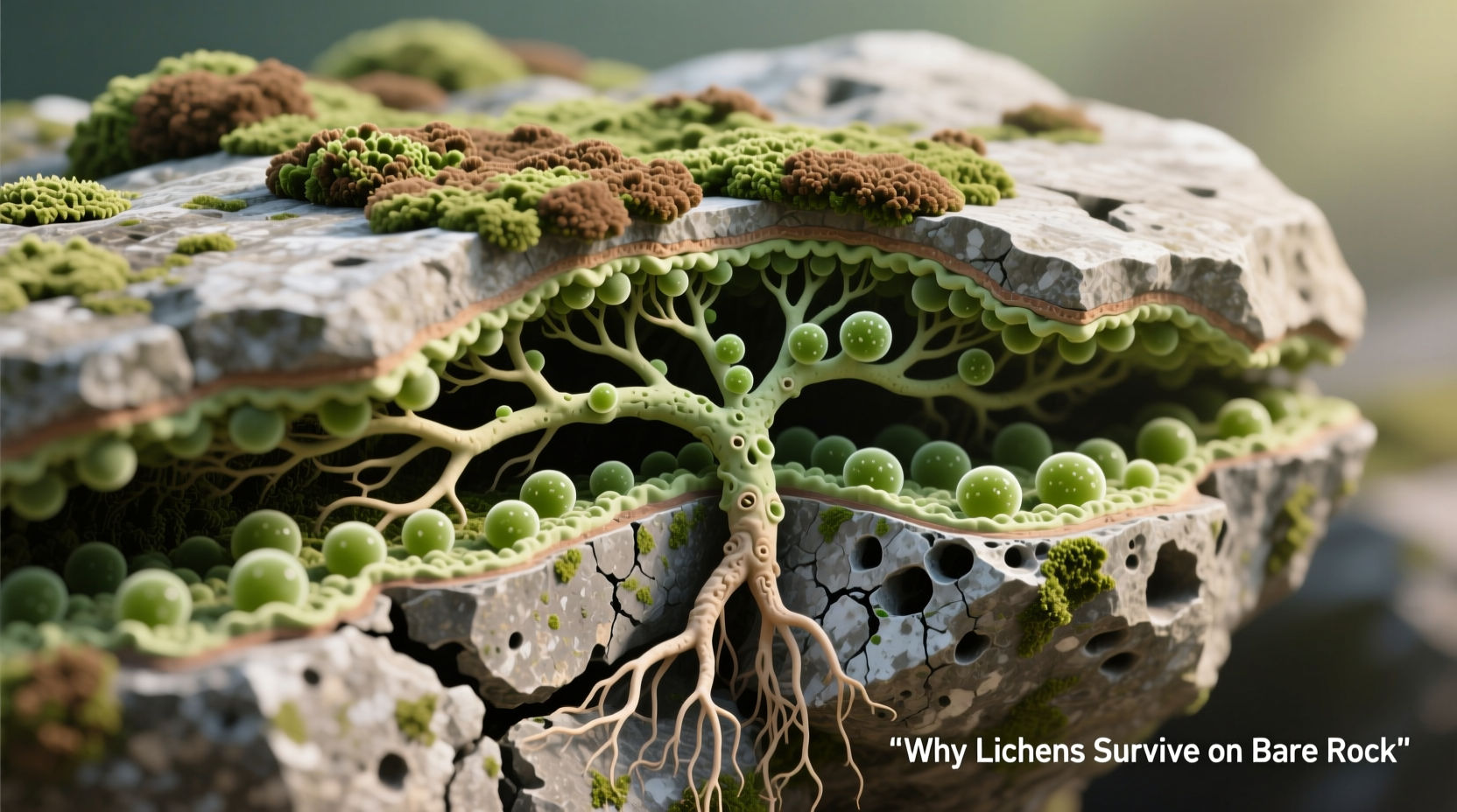 why can lichens survive on bare rock understanding lichen