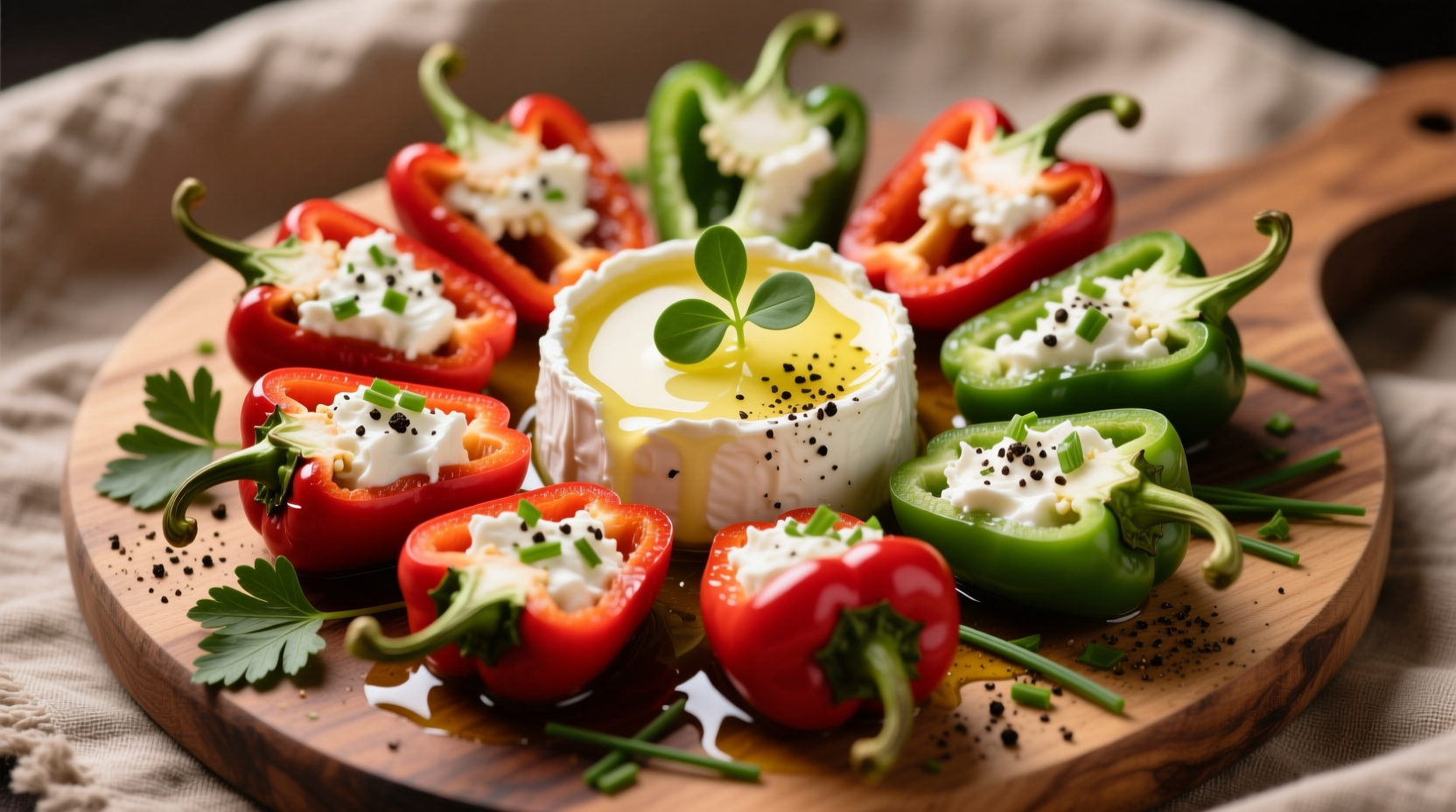 planked goat cheese stuffed peppadews recipe