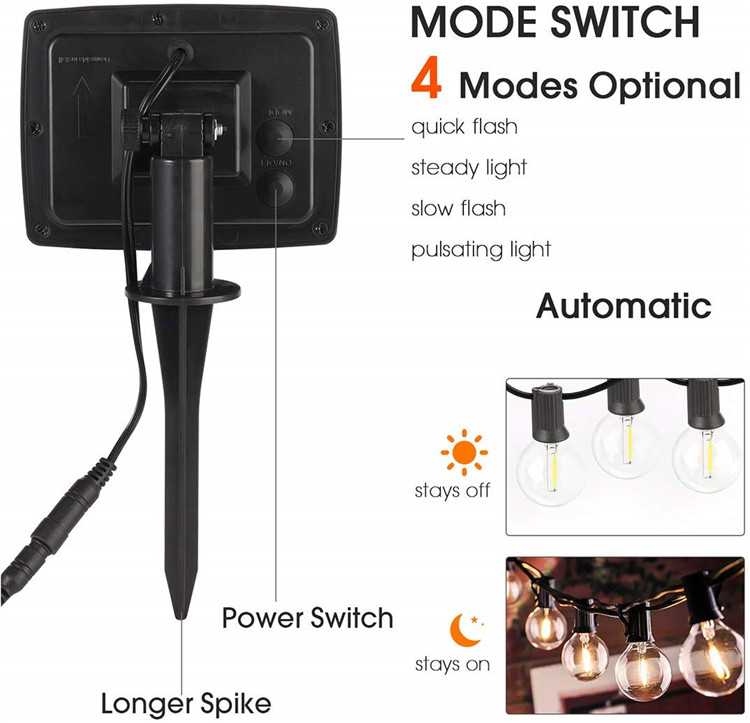 Hotsale energy saving 28ft manufacturer Outdoor waterproof LED G40 LED string light powered by solar panel