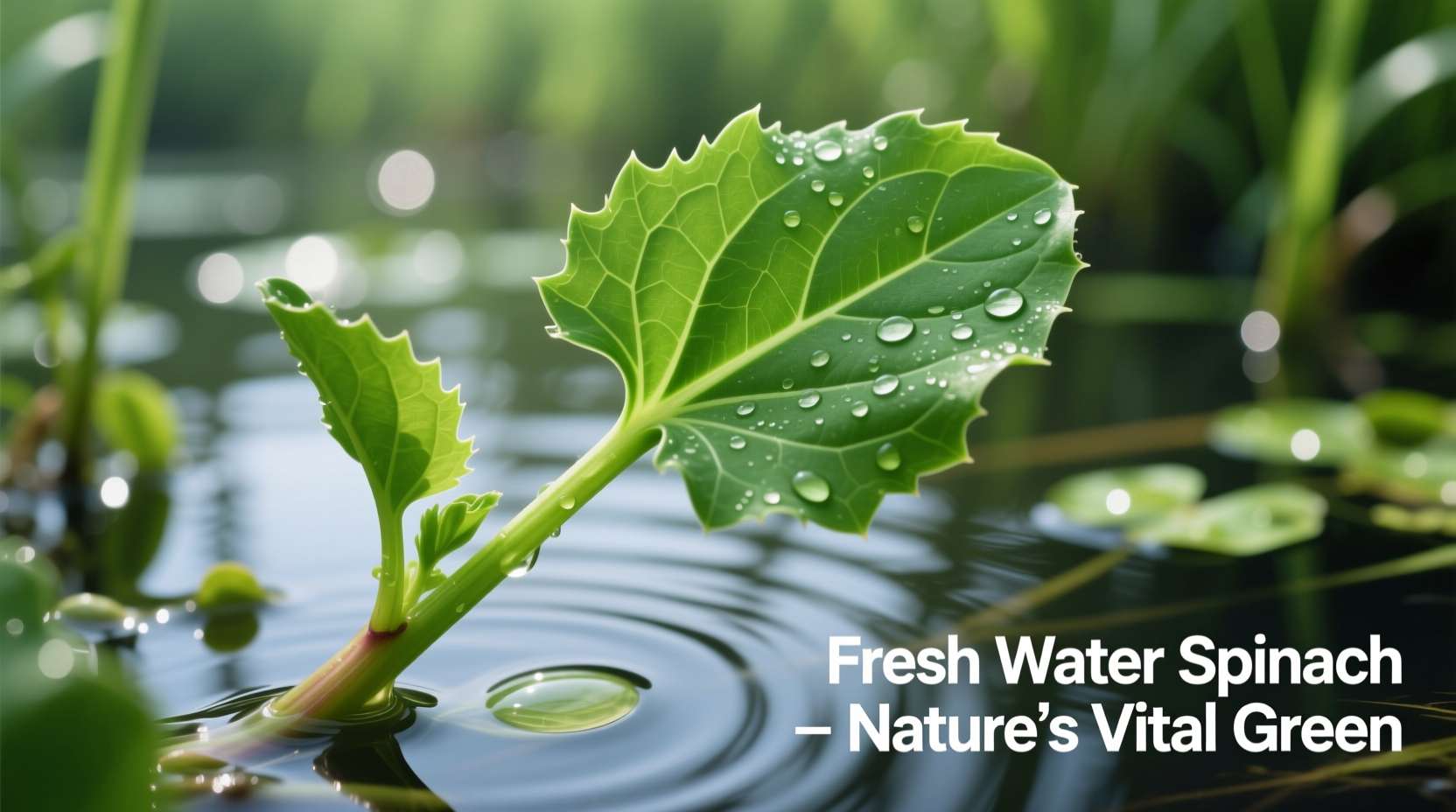 Fresh water spinach with vibrant green leaves and hollow stems