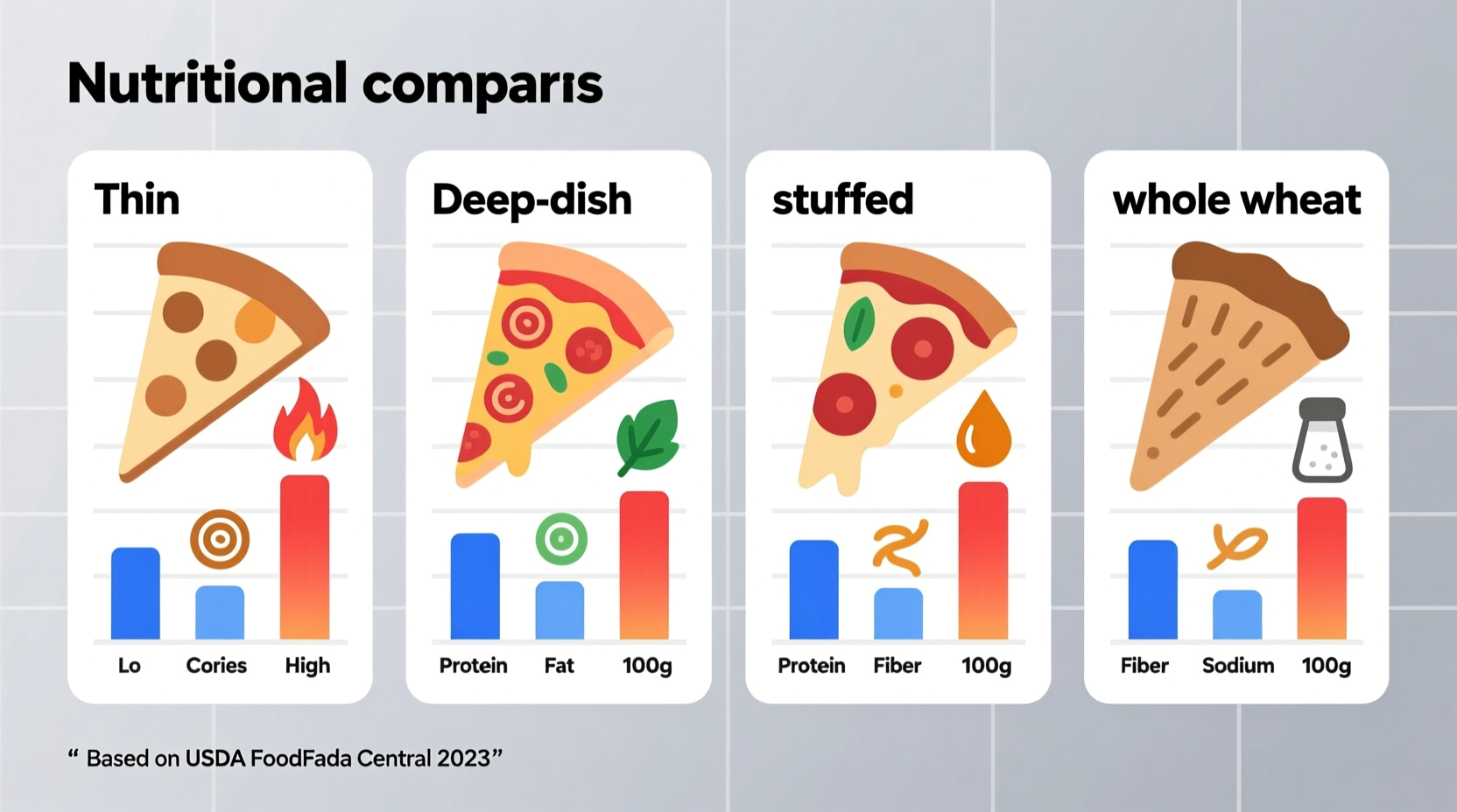 Nutritional comparison of pizza crust types side by side