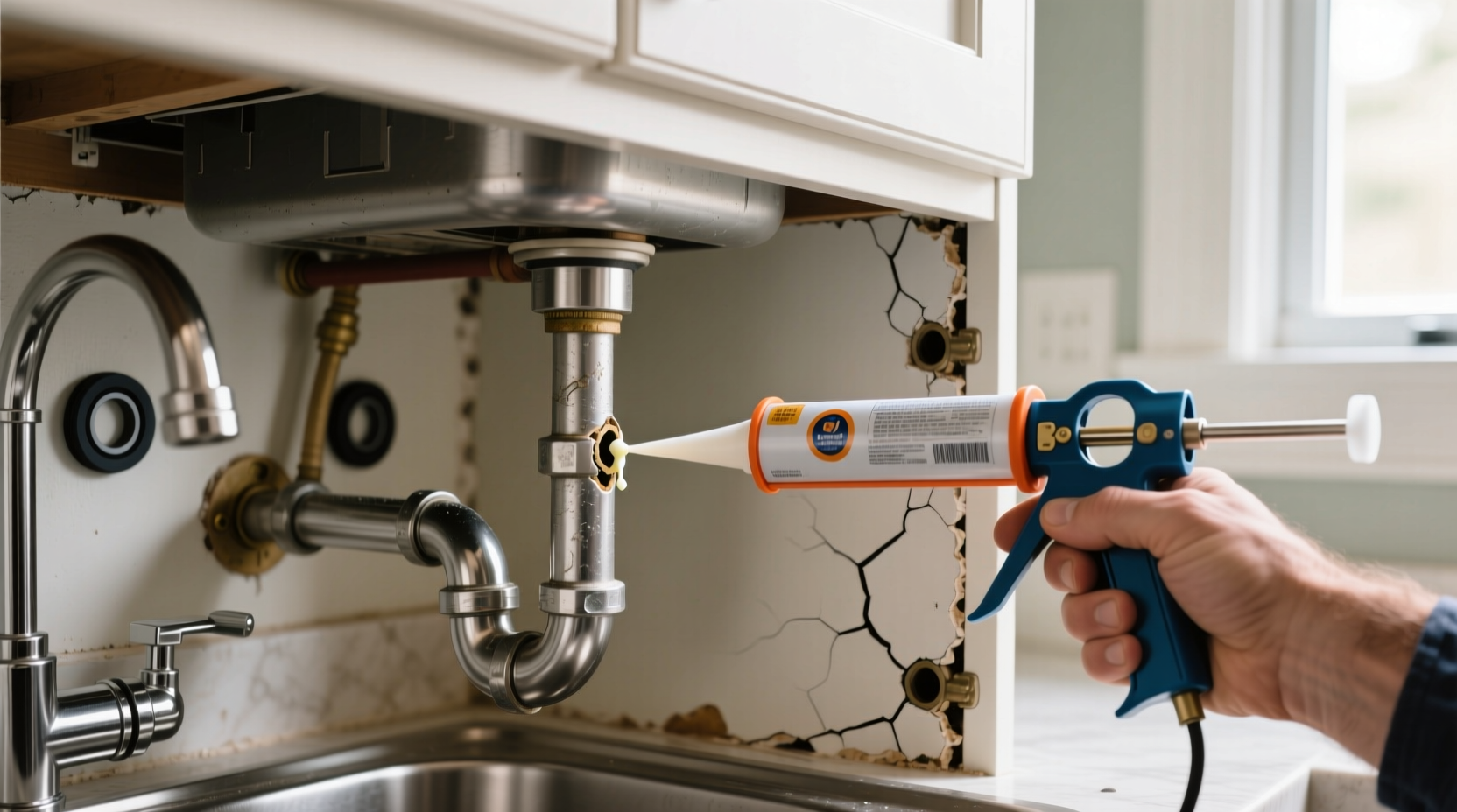 how to fill holes around the pipes under your kitchen s