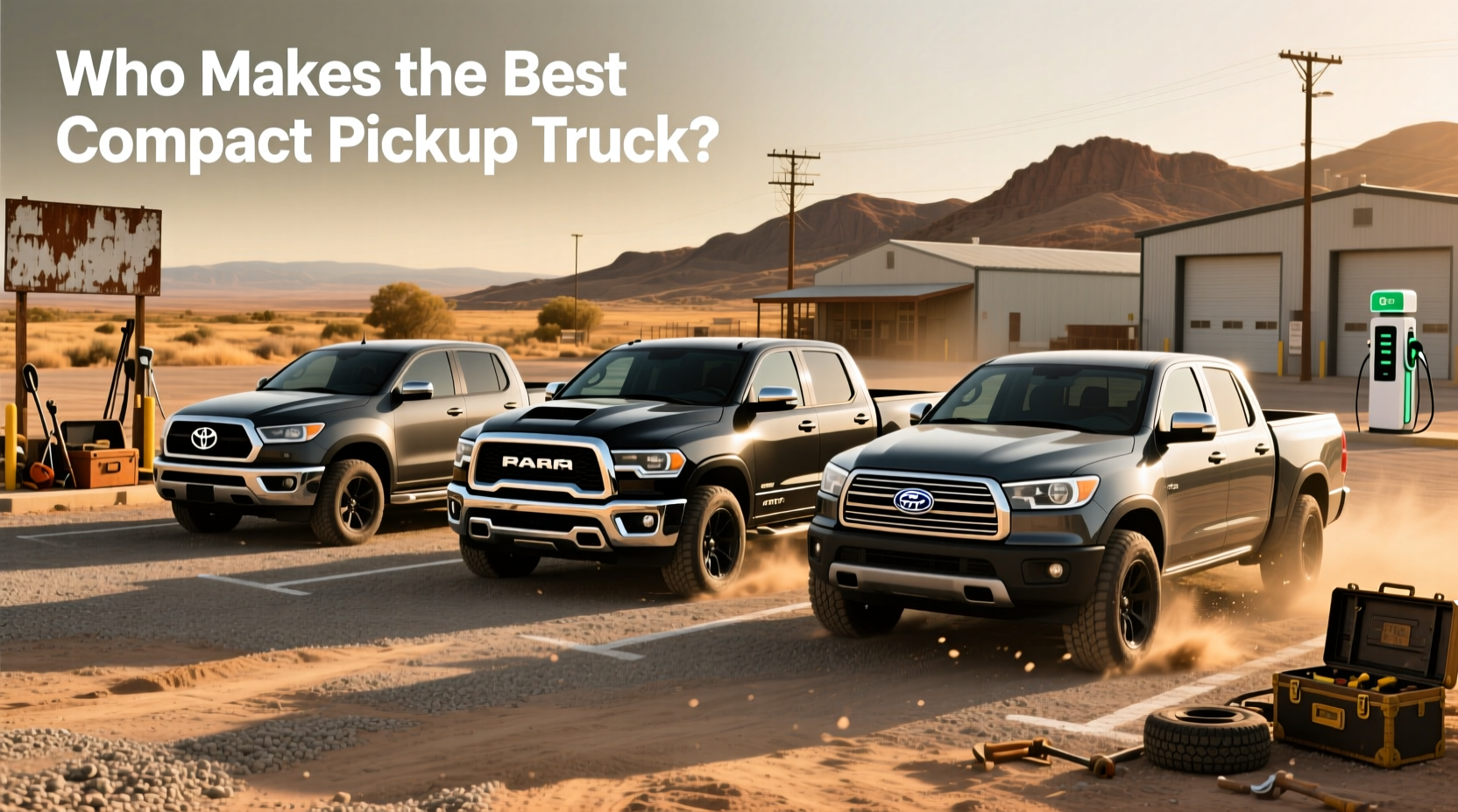 Side view comparison of Ford Maverick, Hyundai Santa Cruz, and Ram Rampage concept