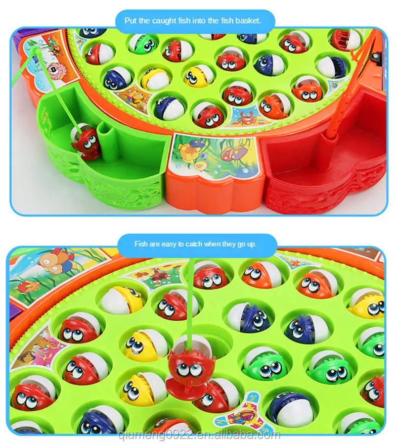 Electric Musical Rotating Fishing Toy Children Board Play Fish Game Magnetic Fish Outdoor Sports Educational Toys For Boys Girls