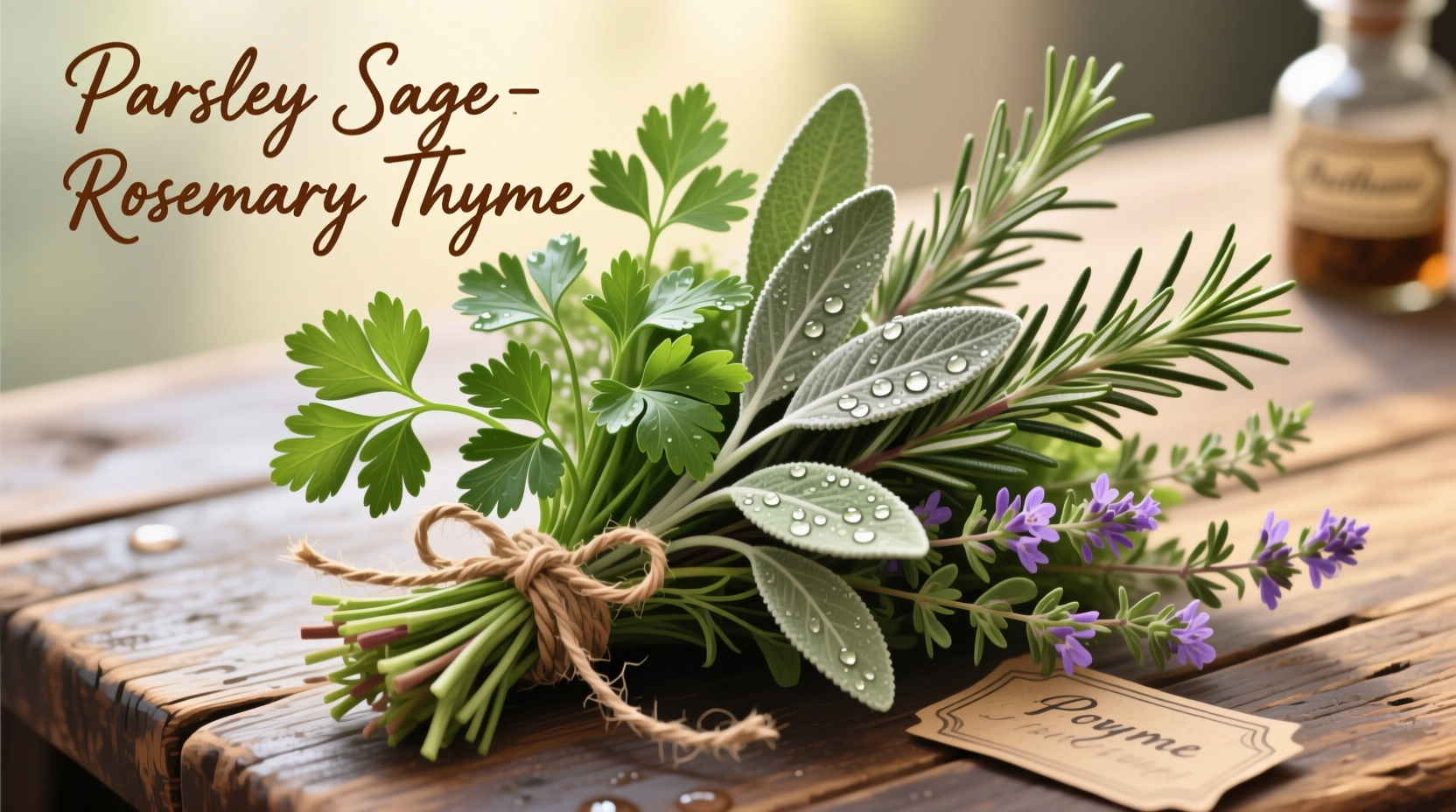 Fresh parsley sage rosemary and thyme bundle