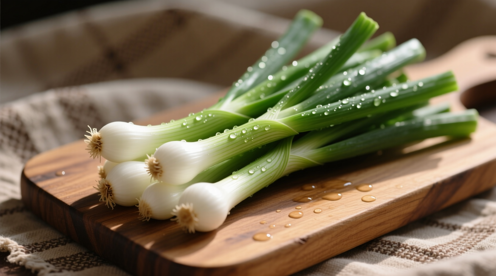 Fresh scallions with white bulbs and green stalks