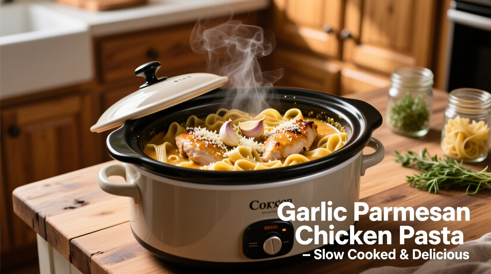 Perfect Garlic Parmesan Chicken Pasta Crock Pot Recipe