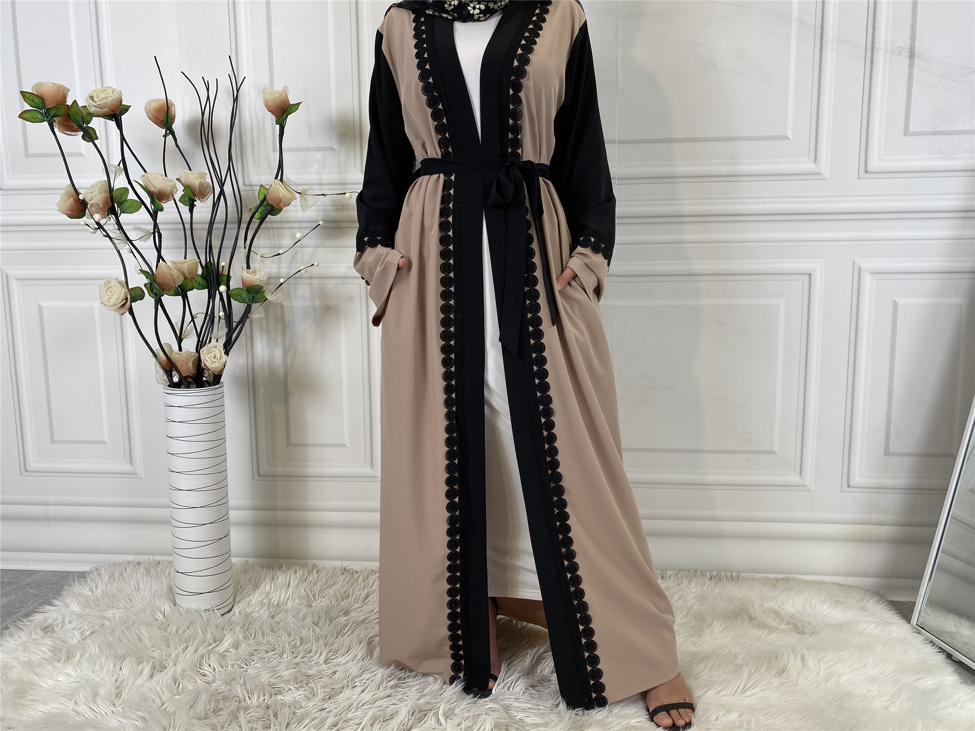 1840#Abaya With Embroidery New Style Front Clothing - CHAOMENG MUSLIM SHOP