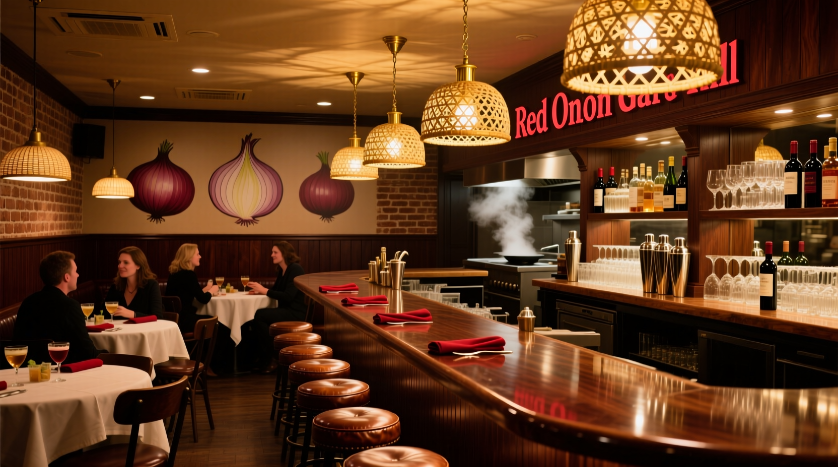 Red Onion Bar & Grill interior with warm lighting