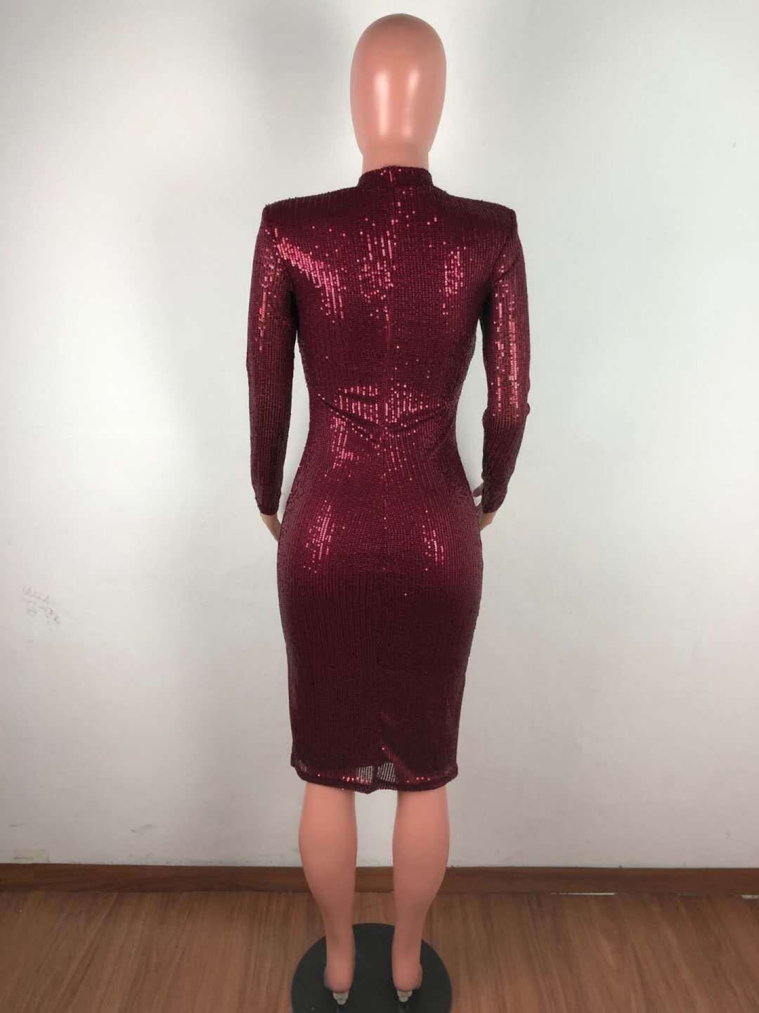 Sexy Autumn Dresses Women Ladies Formal Evening Party Sequin Club Long Sexy Autumn Dresses Women Golden Sequins Bodycon Dress