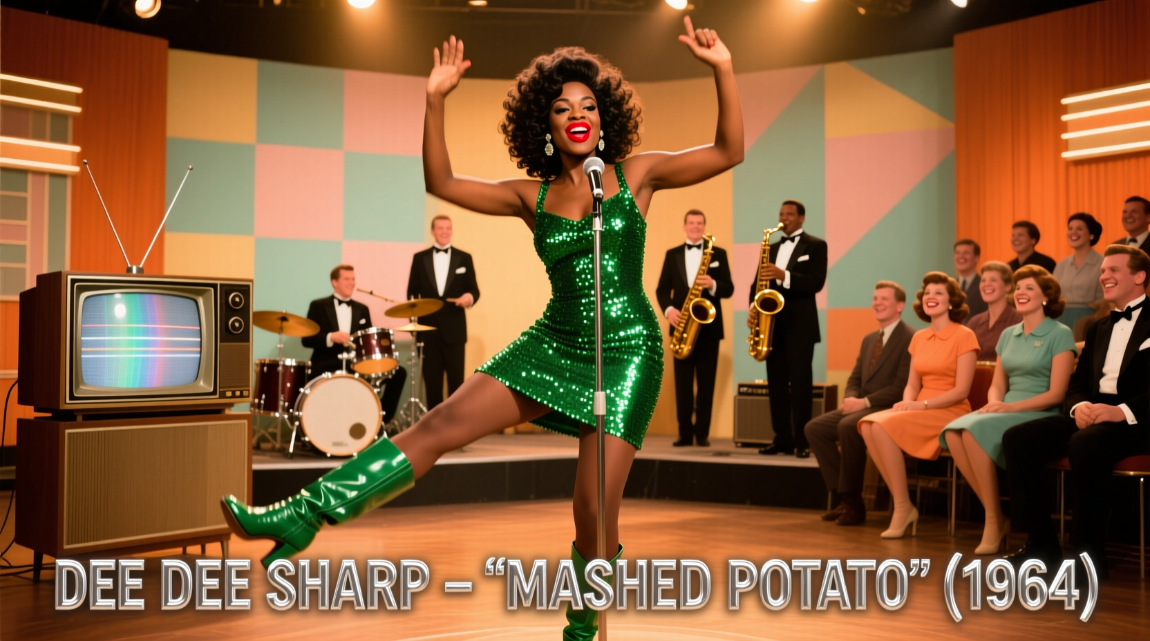 Dee Dee Sharp performing Mashed Potato dance on 1960s television show