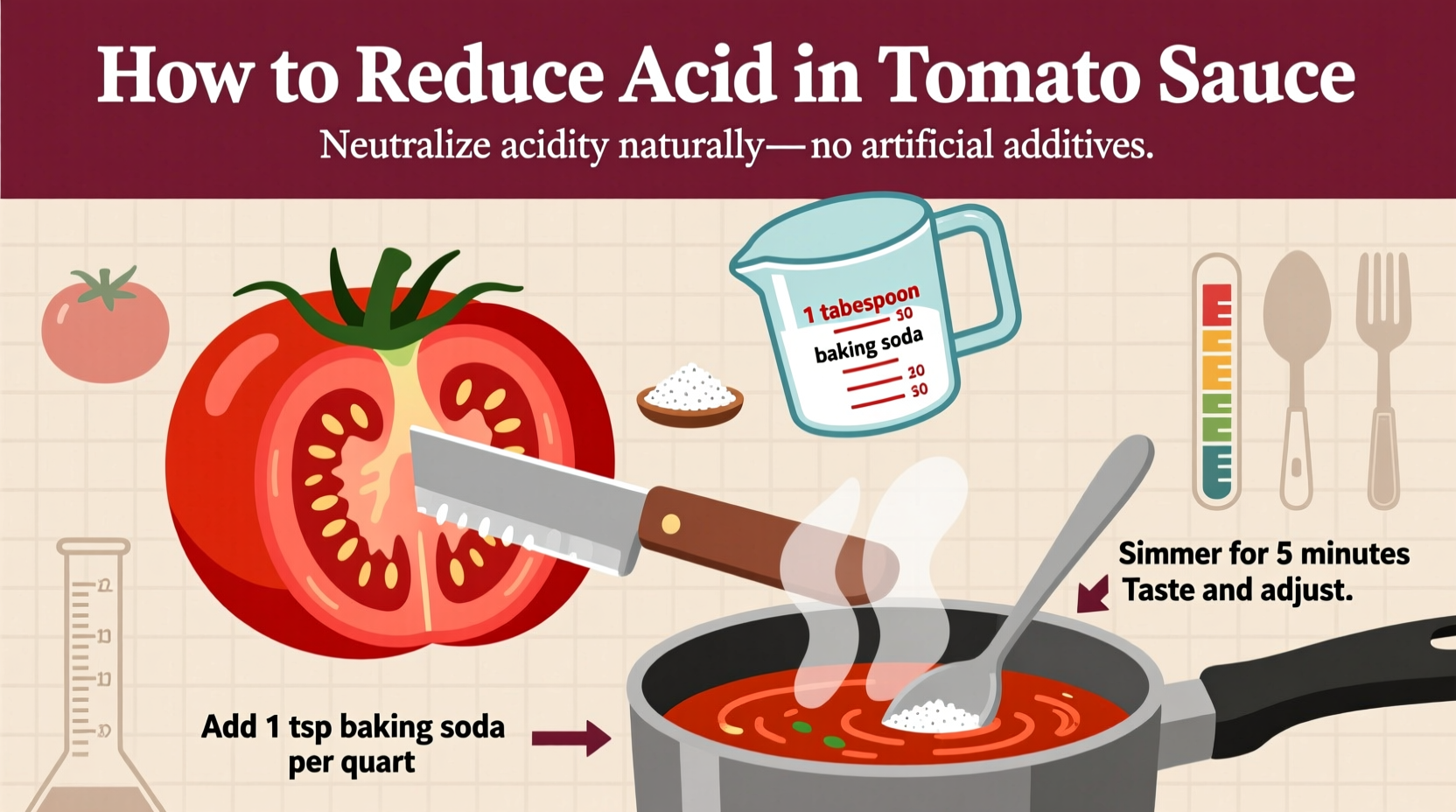 how to reduce acid in tomato sauce