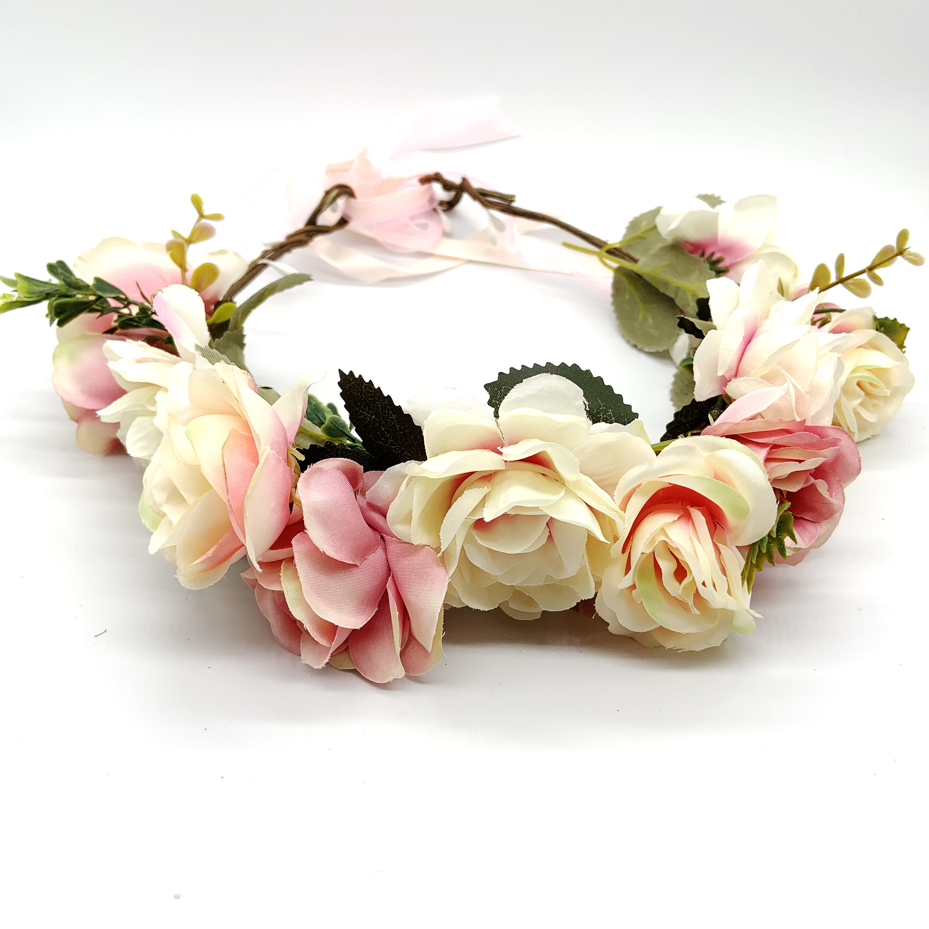 快速交货定制美丽的假日头花环女性蓝色白色婚礼花环 - buy white