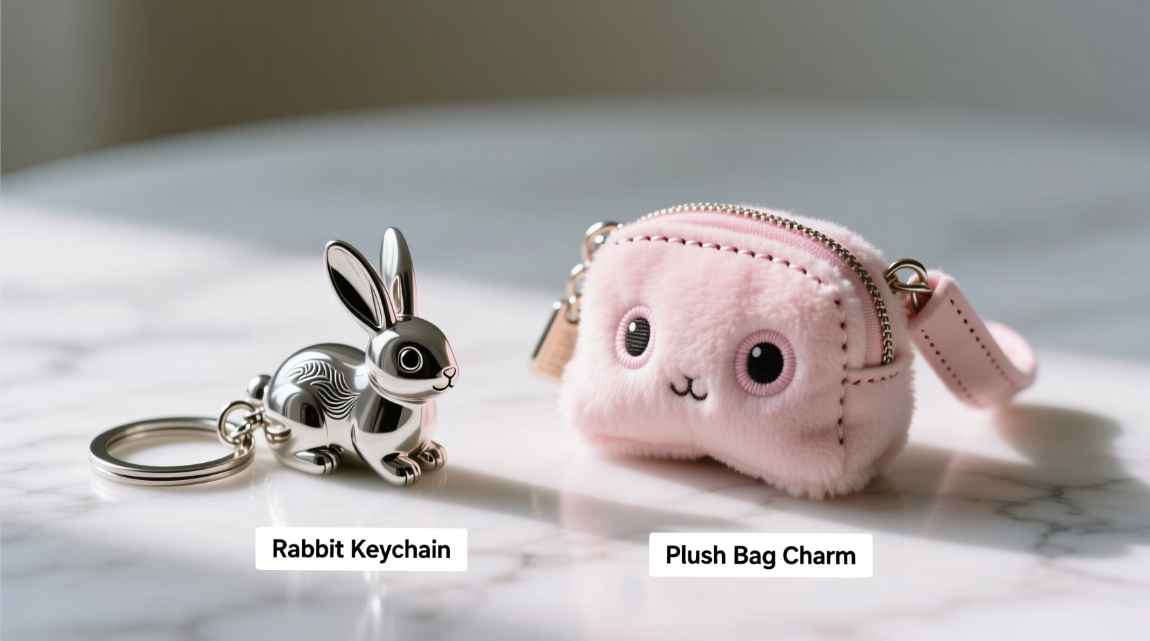 rabbit keychain vs plush bag charm do people even notice the difference