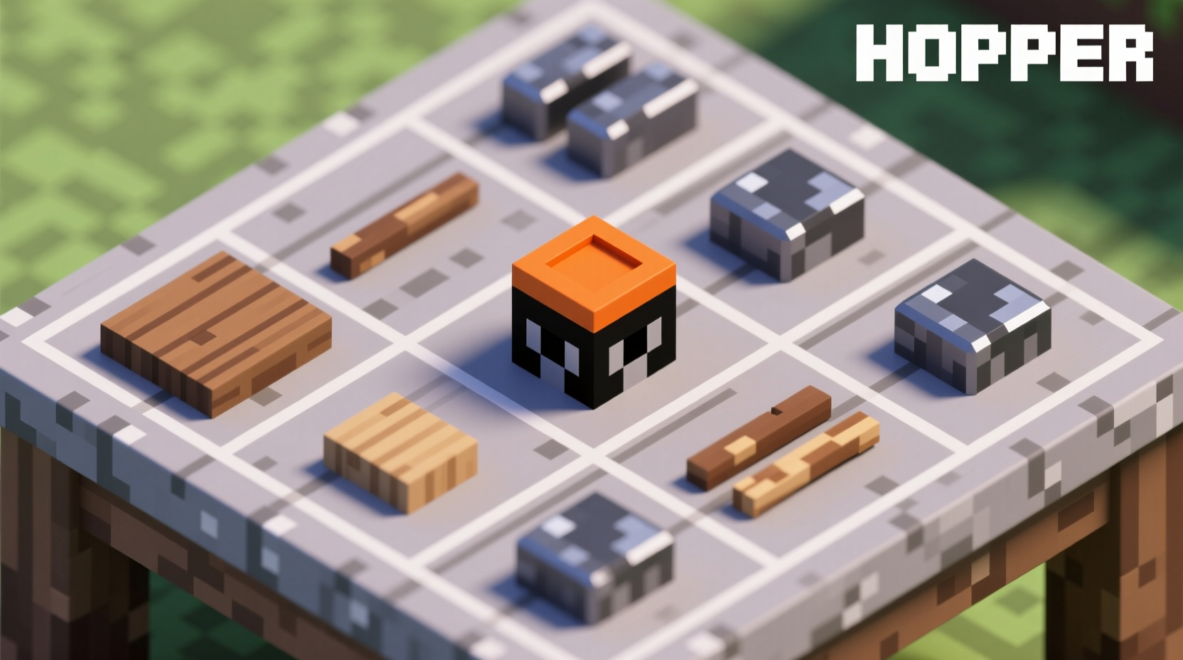 Correct hopper crafting grid layout in Minecraft